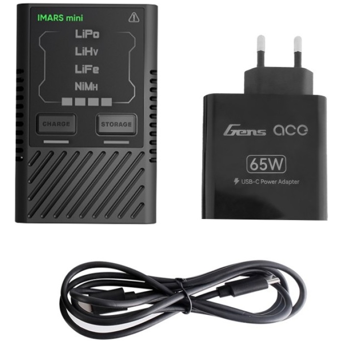 Carregador iMars mini G-Tech USB-C 2-4S 60W RC Battery Charger with Power Supply Adapter and Adpter Cable-EU Gens Ace - Image 1