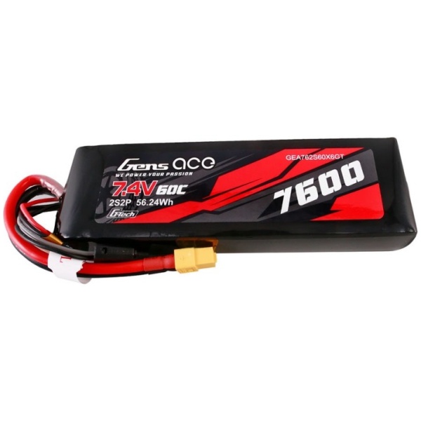 Bateria G-Tech 7600mAh 7.4V 60C 2S2P Lipo Battery PC material case with XT60 Plug Gens ace