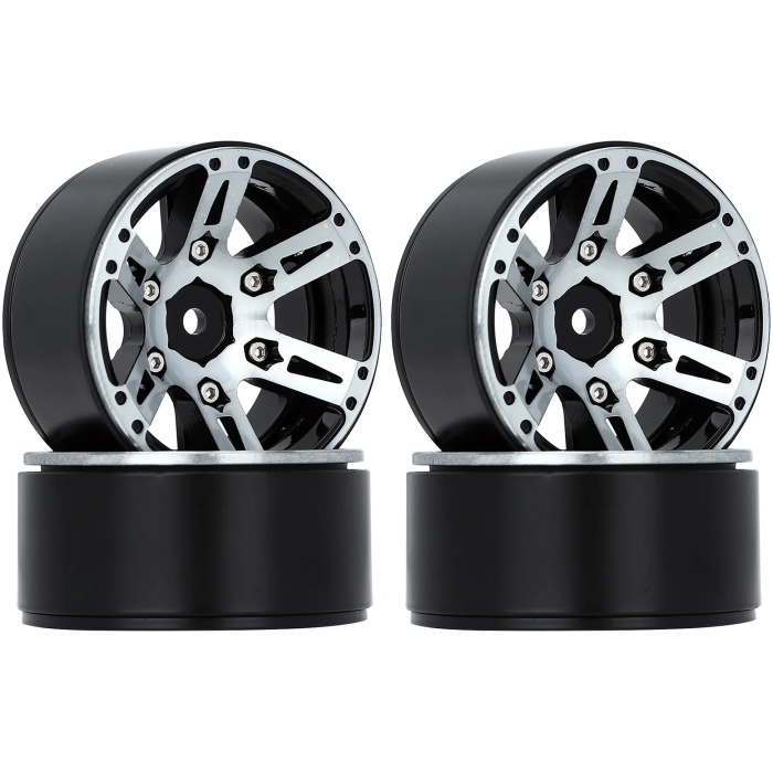 Jante 1.9" 6-spoke Metal Beadlock Wheel Rims for 1/10 RC Crawler AX615SR Sliver (4) INJORA - Image 1