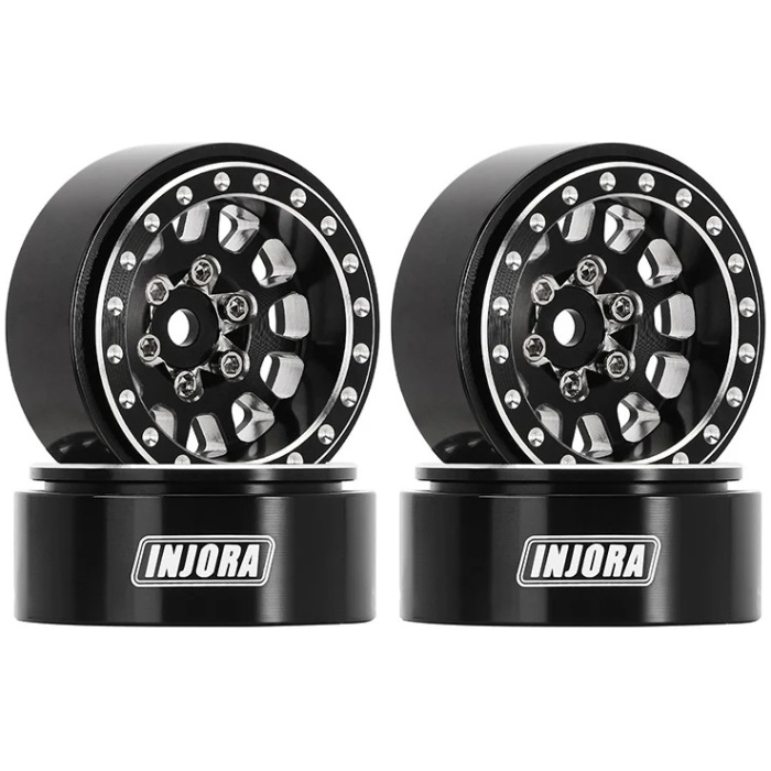Jantes 1.0 Plus Aluminum Beadlock Wheels 1/24 1/18 RC Crawler Black (4) Injora - Image 1