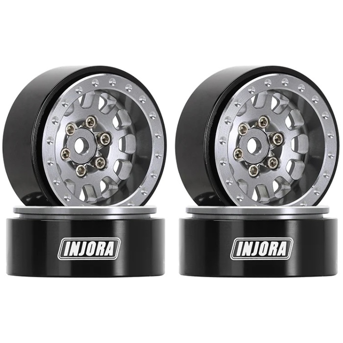 Jantes 1.0 Plus Aluminum Beadlock Wheels for 1/24 1/18 RC Crawler Grey (4) Injora - Image 1