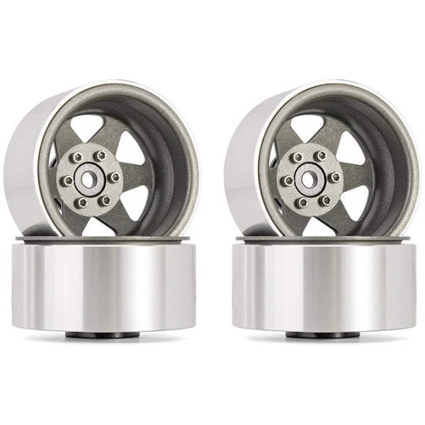 Jantes 1.9" Offset -8.9mm Deep Dish Stamped Beadlock Wheel Rims 1/10 RC Crawlers Grey (4) Injora