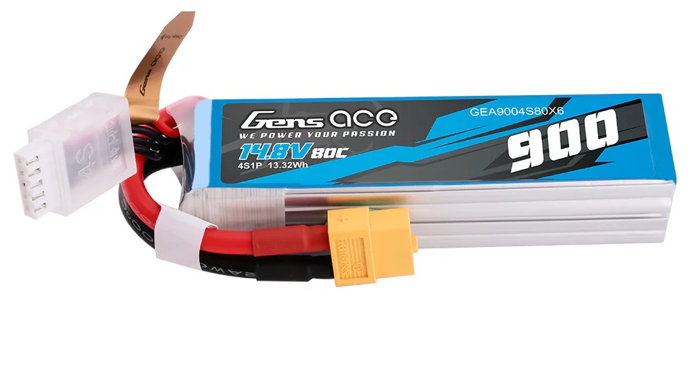 gea9004s80x6-bateria-900mah-14.8v-80c-4s-lipo-xt60-gens-ace Bateria 900mAh 14.8V 80C 4S Lipo XT60 Gens Ace - Image 1