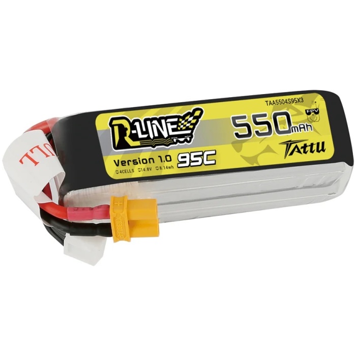 Bateria R-Line 550mAh 4S 14.8V 95C Lipo XT30 Tattu - Image 1