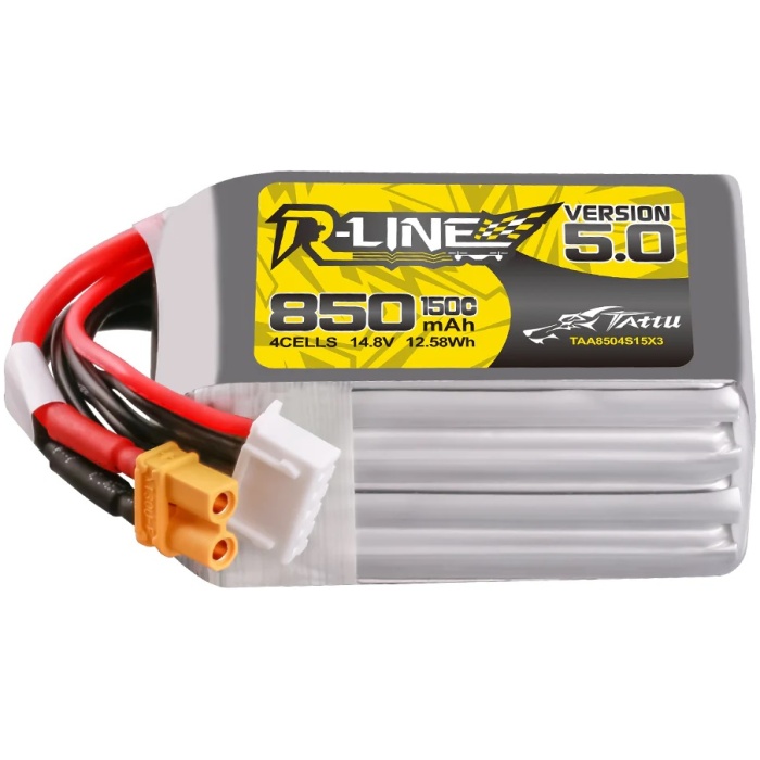 Bateria 850mAh 14.8V 150C 4S Lipo R-Line Version 5.0 XT30U-F Tattu - Image 1