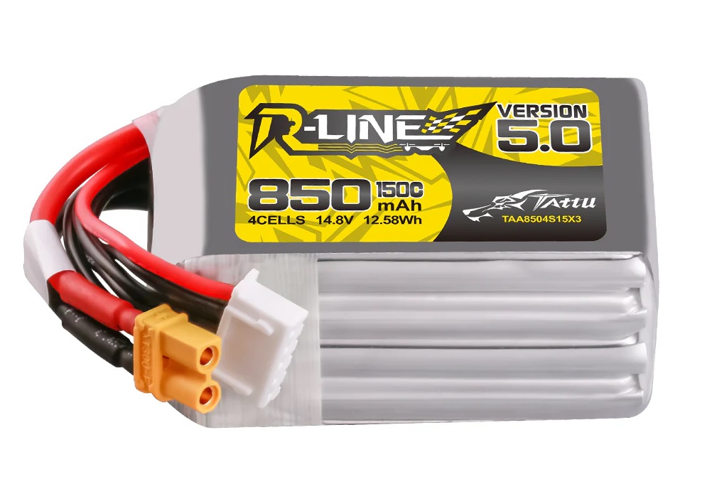 taa8504s15x3-bateria-850mah-14.8v-150c-4s-lipo-r-line-version-5.0-xt30u-f-tattu Bateria 850mAh 14.8V 150C 4S Lipo R-Line Version 5.0 XT30U-F Tattu - Image 1