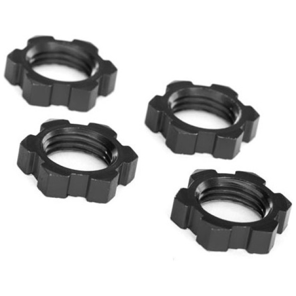 Wheel Nuts Splined 17mm Serrated Black Anodized (4) Traxxas
