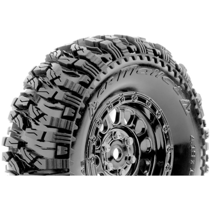 Pneus 1.9 CR-MALLET Class 1 1/10 Crawler Mounted Super Soft Black Chrome Wheels 12mm (2) Louise - Image 1