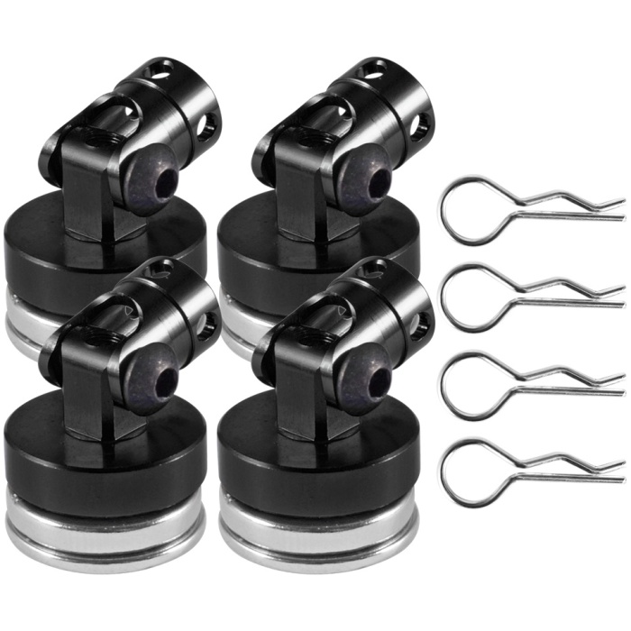 Clipless RC Magnetic Body Post Mount Metal w/ Clips1/10 Black (4) SM Parts - Image 1