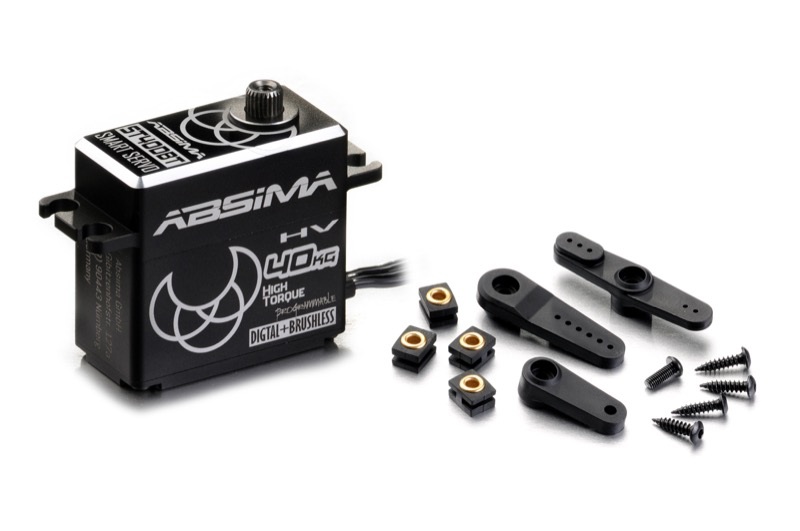 2030105-servo-hv-digital-brushless-alu-st40dbt-40kg-0.10sec-8.4v-race-spec.-absima Servo HV Digital Brushless Alu ST40DBT 40KG 0.10sec 8.4V Race-Spec. Absima - Image 1