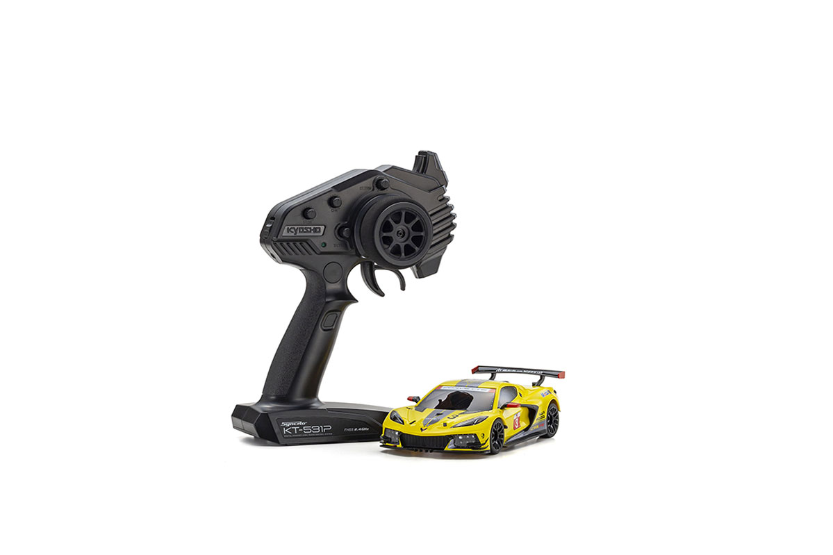 k.32342y-mini-z-mr03-rwd-chevrolet-corvette-c8-r-yellow-w-mmkt531p-kyosho Mini-Z MR03 RWD Chevrolet Corvette C8-R Yellow (W-MM/KT531P) Kyosho - Image 1
