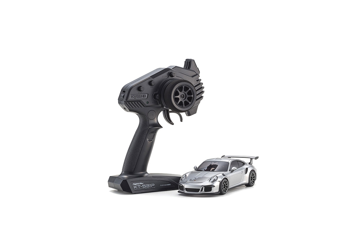 k.32358s-mini-z-mr04-rwd-porsche-911-gt3-rs-silver-n-rmkt531p-kyosho Mini-Z MR04 RWD Porsche 911 GT3 RS Silver (N-RM/KT531P) Kyosho - Image 1