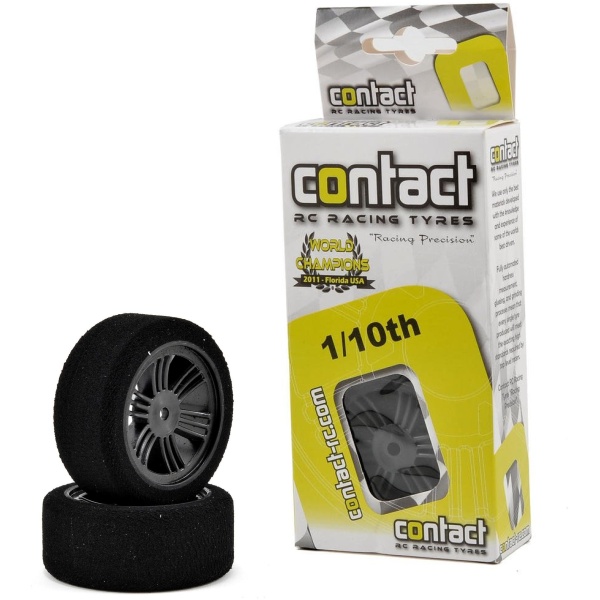 Pneus 1/10 Rear 30mm 37 Shore Carbon Rim On Road Foam Tires (2) CONTACT