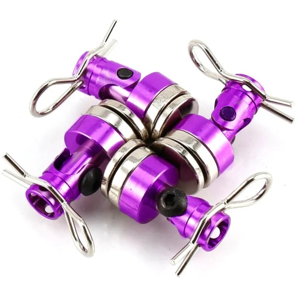 Clipless RC Magnetic Body Post Mount Metal w/ Clips1/10 Pink (4) SM Parts